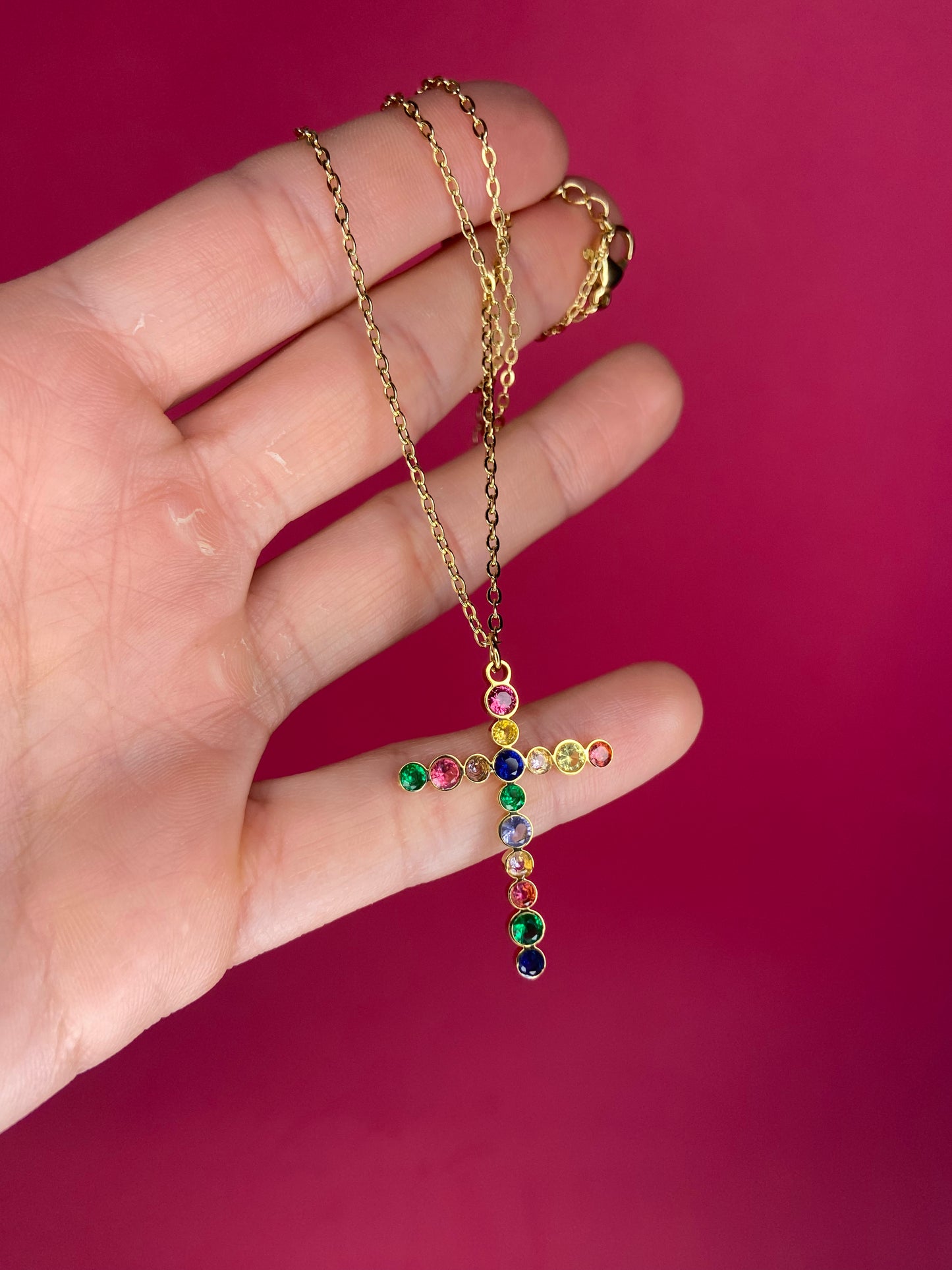 CROCE STRASS MULTI | Necklace