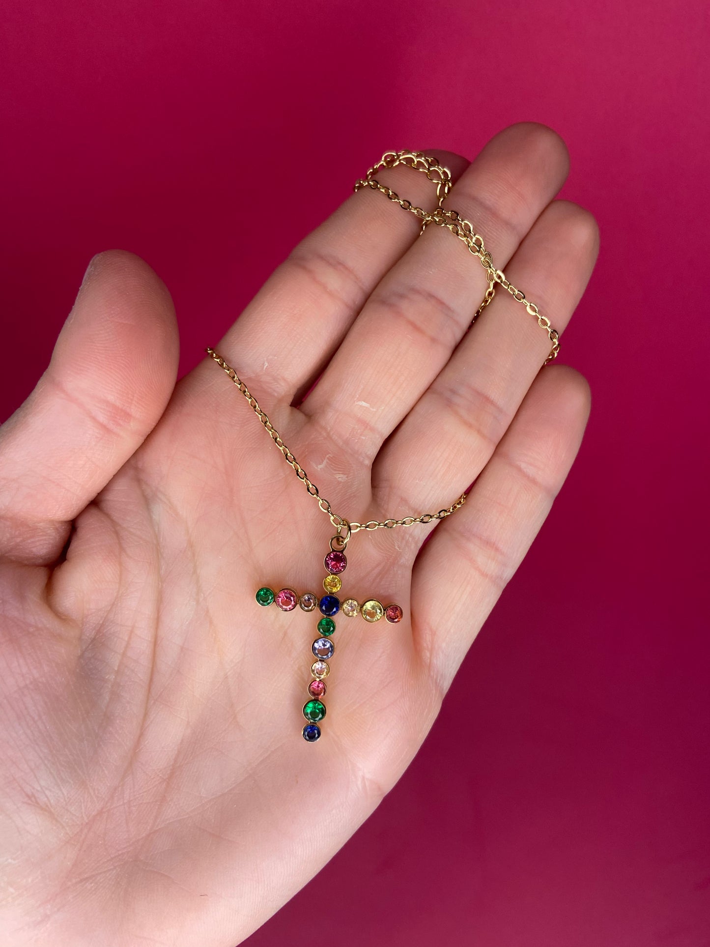 CROCE STRASS MULTI | Necklace
